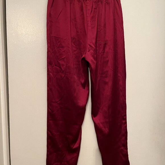 Red Satin Pants with Elastic Waist & Front Pockets – Size Medium - Picture 5 of 16